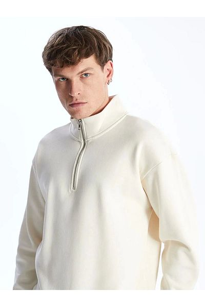 LC Waikiki Lc Waiki Casual Pale Beige Stand Collar Long Sleeve Men's Sweatshirt