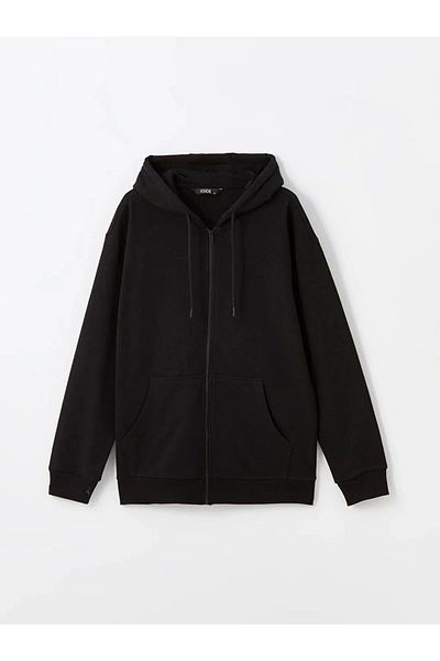 LC Waikiki Lc Waiki Casual New Black Hooded Long Sleeve Men's Zip Sweatshirt