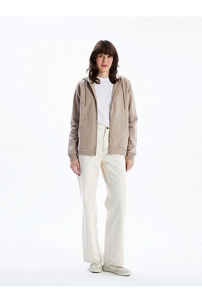 LC Waikiki Lc Waiki Hooded Plain Long Sleeve Women's Zip Sweatshirt