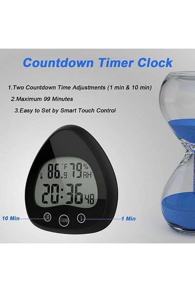 Saharaz Clock Timer, Waterproof, with Visual Countdown, Temperature Humidity Sensing,for Shower Kitchen