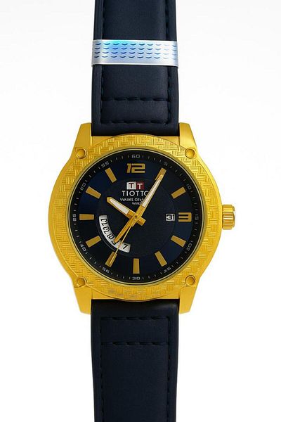 style iconic TIOTTO Gold-Plated Men's Watch – Day & Date Display | Color Never Fades | 1-Year Guarantee 📝