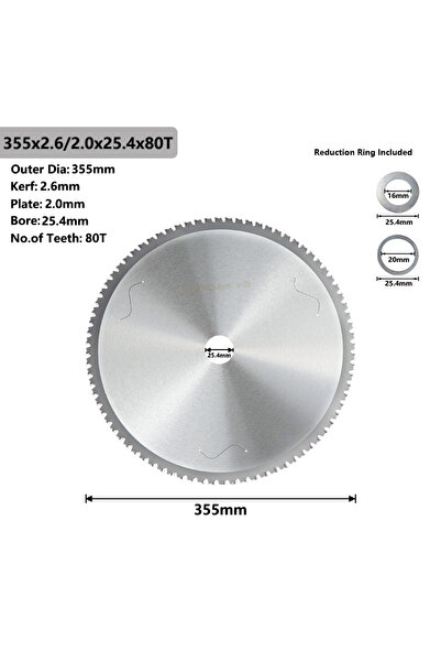 Choice3 شفرة قطع المعادن XCAN 355×2.6×2.0×25.4×80T، شفرة منشار دائري 355 مم ل...