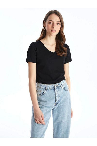 LC Waikiki Lc Waiki New Season V-Neck Plain Short Sleeve Women's T-Shirt - W49152Z8