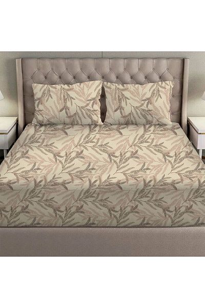 Danube Home Albany King Bed Fitted Sheet Set 180X200+30 Cm/50X75+15 Cm Leaf Linen | 80 Cotton; 20 Lyocell