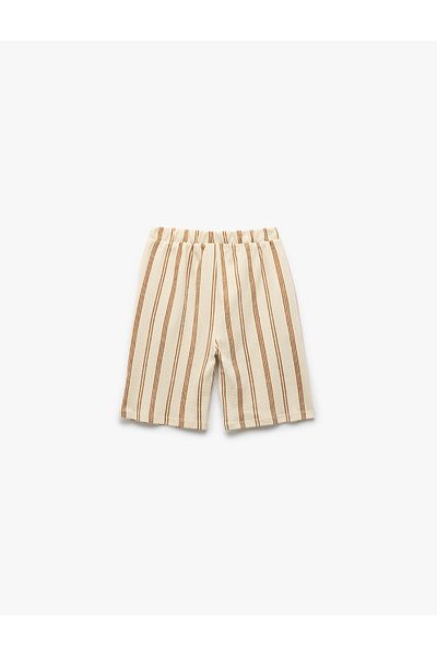 Koton New Season Cotton Striped Shorts with Lace-Up Waist and Pocket Detail
