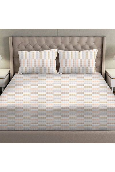 Danube Home طقم ملاءات سرير كوين من ألباني، مقاس ١٦٠×٢٠٠ سم + ٣٠ سم/٥٠×٧٥ سم + ١٥ سم، من الخيزران البيج | ٨٠ قطن، ٢٠ ليوسيل