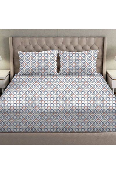 Danube Home طقم ملاءات سرير ألباني كوين المجهزة، مقاس 160×200 سم + 30 سم/50×75 سم + 15 سم، متعدد الألوان | قطن 80%، لايوسل 20%
