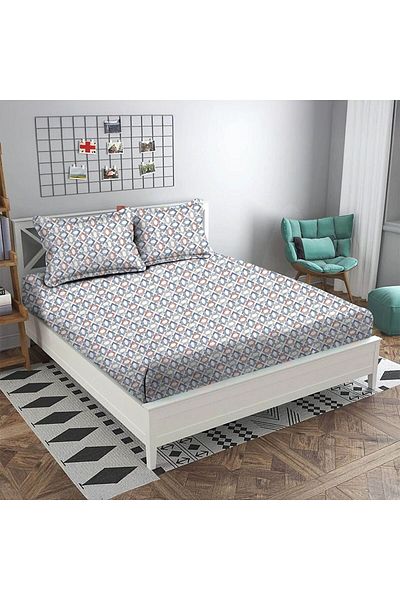 Danube Home Albany Super King Bed Fitted Sheet Set 200X200+30Cm/50X75+15Cm Maze Multicolor|80 Cotton; 20 Lyocell