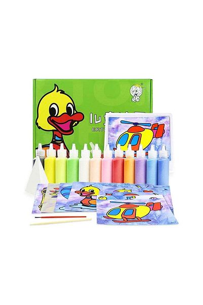 Dubkart 12Pcs Kids DIY Sand Painting Toy Children Drawing Board Sets Bubble Art Gift Box Sand Handma