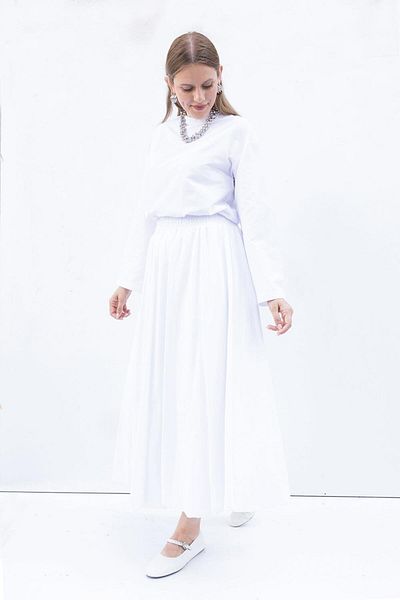 ALLDAY White-Balloon Skirt with Elastic Waist