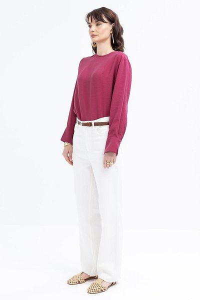ALLDAY White-Lycra Wide Leg Denim Trousers