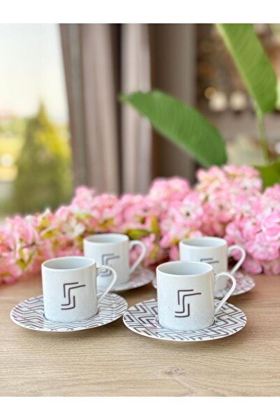 Porland Tamina Desen1 4 Piece Coffee Cup for 2 Persons 90Cc