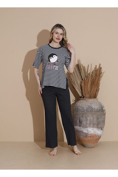 Intisimo Pijamale pentru femei, bumbac, pinguin, negru - XL