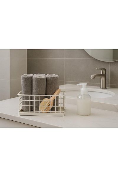 Okyanus Home Rectangular White Metal Organizer Basket Mini 13,5X23 cm