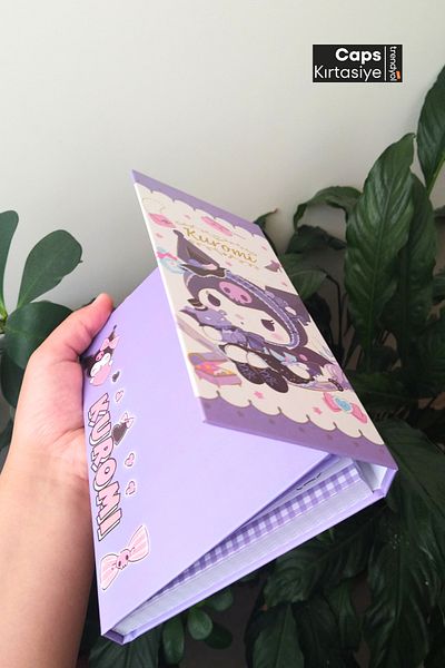 caps anlarınızı paylaştığınız ortağınız 1 Piece Kuromi Themed Double Sided Cover Magnet Lock 160 Page Notebook