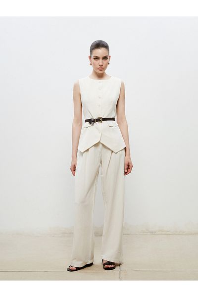LC Waikiki Crew Neck Linen Look Women's Classic Vest