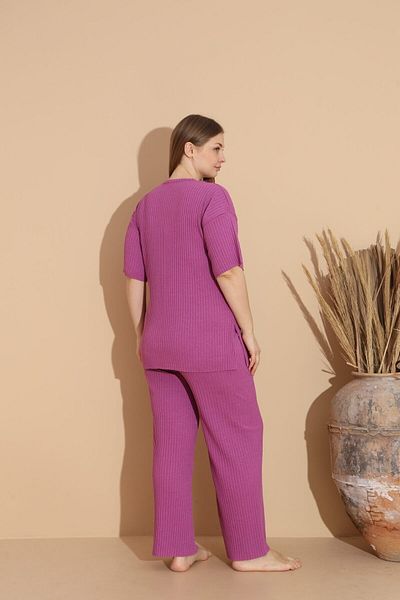 Intisimo Women's Pajamas, Cotton, Large Size, Parisien, Purple - 5xl
