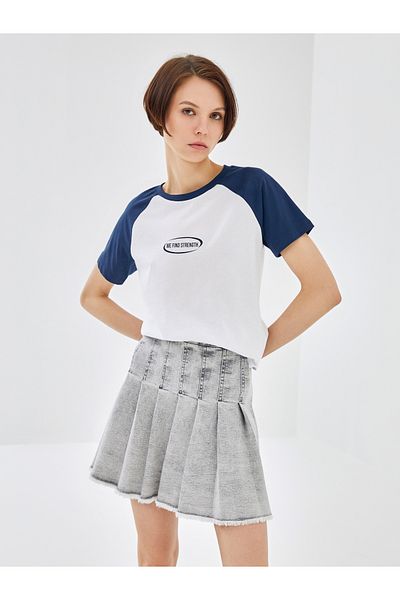LC Waikiki Fusta de jeans plisată pentru femei Dar Fit