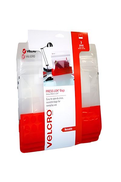 Velcro 3-Piece Press-Lok Reusable Food Safe Medium Storage Bags
