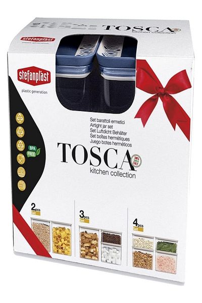 Stefanplast 3-Piece Tosca Rectangular Plastic Jar Set