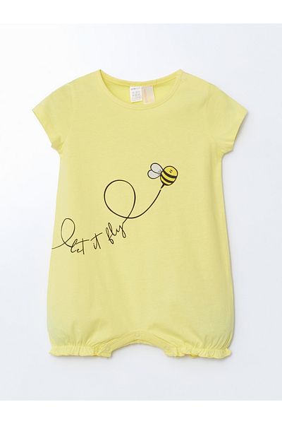 LC Waikiki Crew Neck Printed Baby Girl Jumpsuit