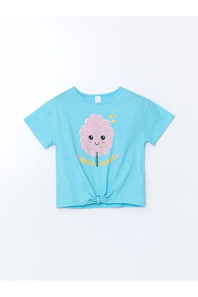 LC Waikiki Bedrucktes Mädchen-T-Shirt mit Rundhalsausschnitt