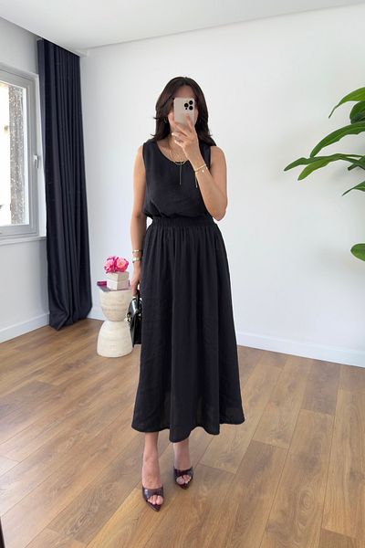 BİRCANÇİL Viana Black Blouse Skirt Tensl Set