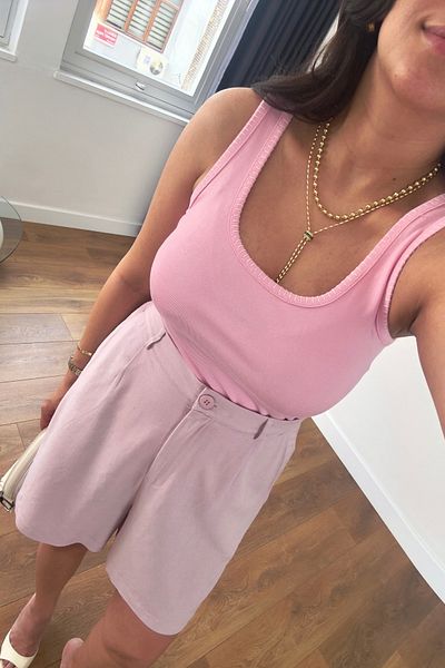 BİRCANÇİL Md Vela Pink Strap Contrast Detailed Undershirt
