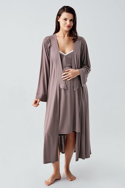 Artış Women's Flexible Viscous Maternity Dressing Gown Nightgown Set 13406
