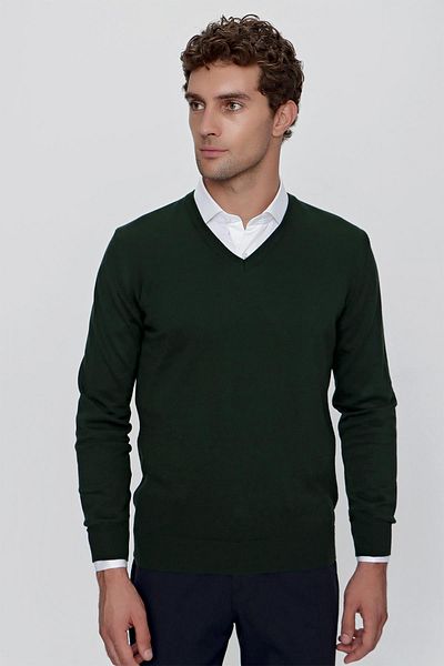 Morven Basic Dynamic Fit Relaxed Cut V-Neck Knitwear Sweater