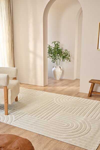 Kaşmir Halı Kaşmir Halı İskandav Rune White Salon Mutfak Halısı Yolluk