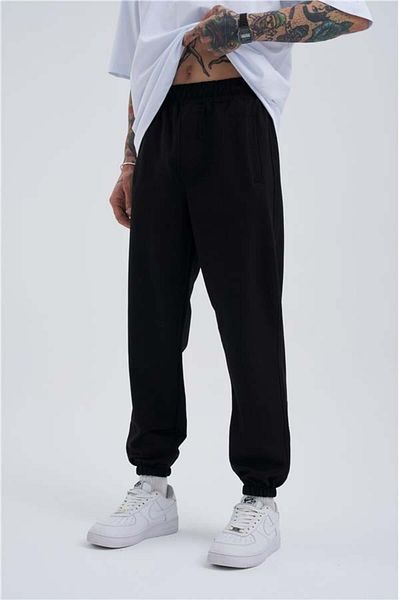 Machinist Oversize Basic Waist Elastic Leg 3 Pocket Jogger Sweatpants Black