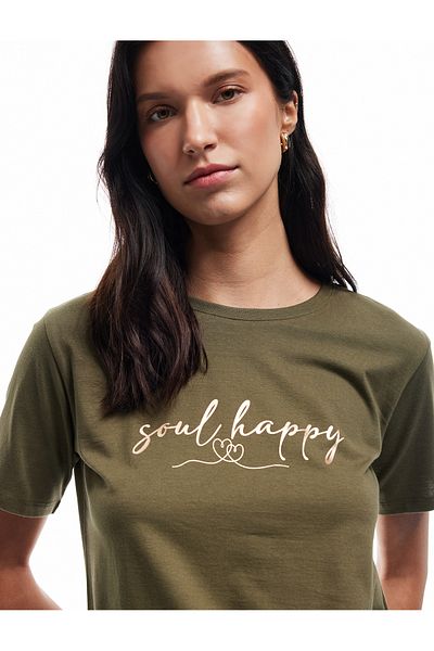 Koton Cotton Short Sleeve Crew Neck Printed Women's T-Shirt