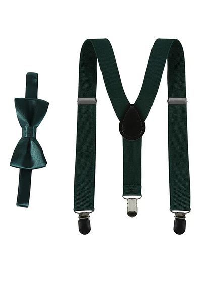 OEM Children's Suspenders and Bow Tie, Green, 1-10 Years