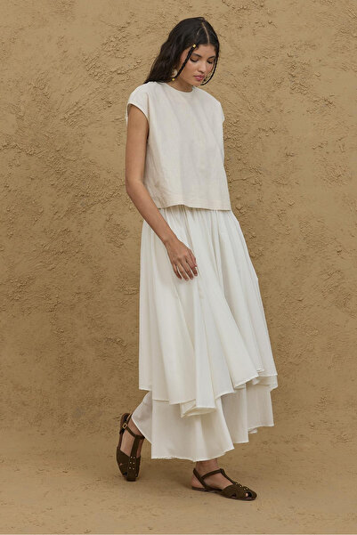 Fahhar Πολυώροφη φούστα εκρού