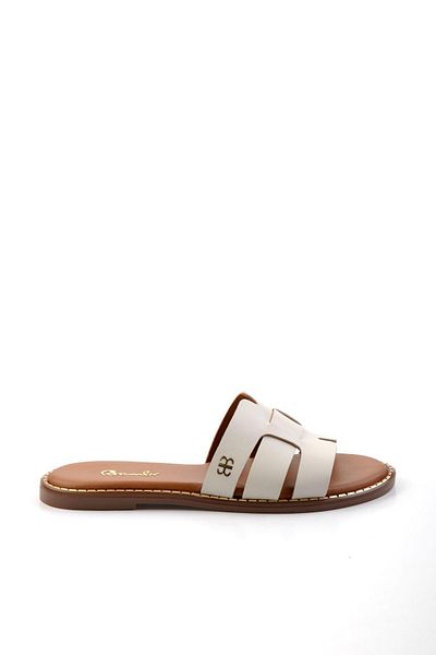 Bambi Beige Leather Women's Slippers K04073101903