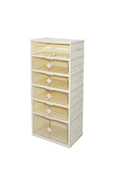 rexa درج تخزين بلاستيكي بطبقة واحدة - منظم كريمي/أبيض فاتح للمنزل والمكتب