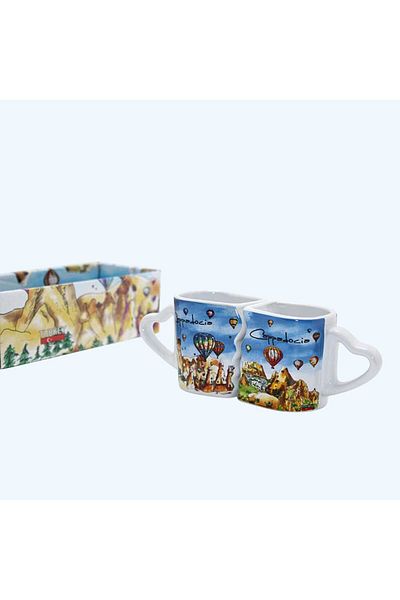 Wolawood Set of 2 Local Mug Cups Handmade Patterned Porcelain Coffee Tea Mug Gift Decorative Set