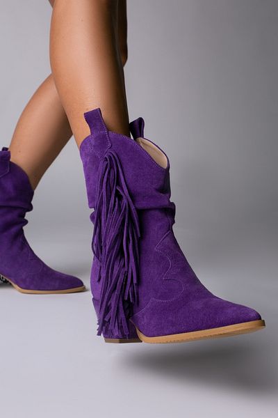 Vanilla Days Lithuania Dark Purple Suede Boots