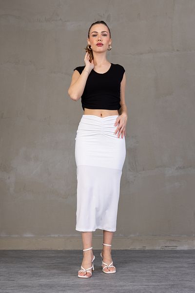 Zula Moda Fusta creion Dpareli Midi – căptușită, de vară, talie elastică
