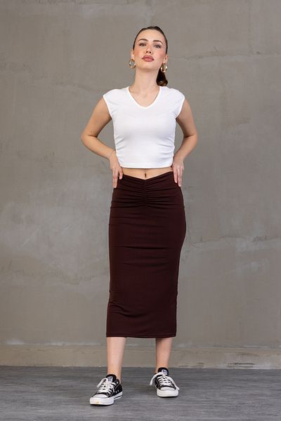Zula Moda Пола тип молив Dpareli с дължина миди – подплата, лятна, с еластична талия