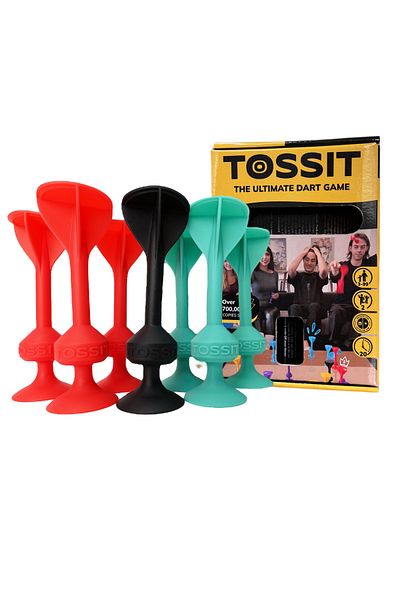 Tossit Suction Cup Darts Set, Tossit, set of 7, red-cyan