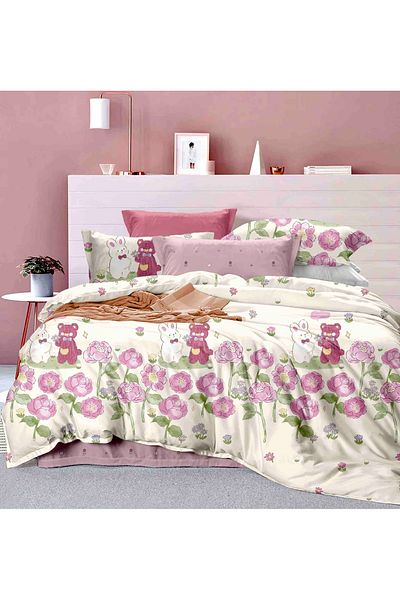 CHIRASO CHIRASO FINET 4-Piece Bedding Set, 1 Person, Fitted Sheet 155x230 cm, Cheerful and Colorful Print