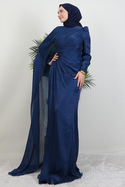 giz astore Burcu Tesettür Abiye Lacivert