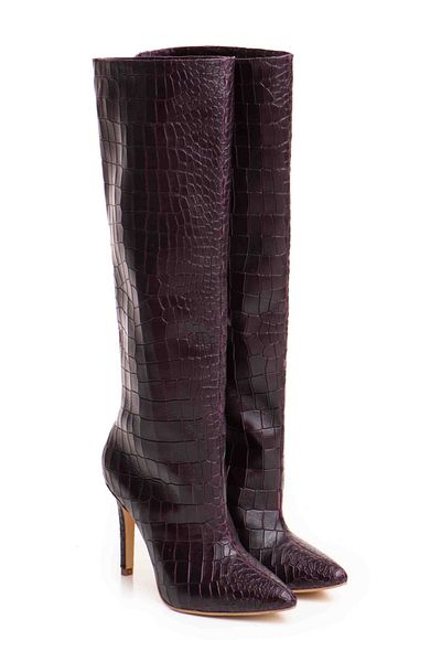 Vanilla Days Cizme Mystic Purple Charm cu toc inalt, piele naturala de culoare mov