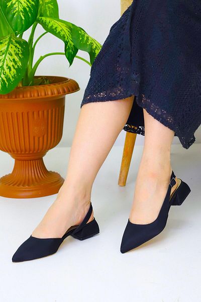 Weynes Women's Black Open Back 3 cm Heeled Shoes Wsb3054
