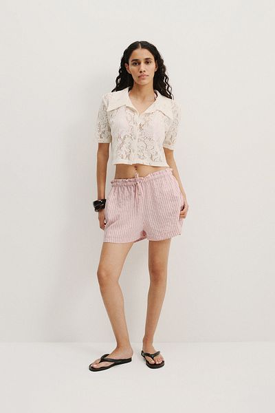 Pilea Pink Striped Mini Shorts