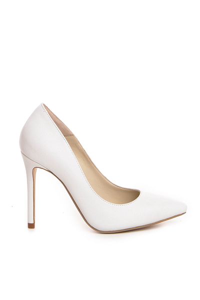 Vanilla Days Corina thin heel stiletto shoes, natural leather, white