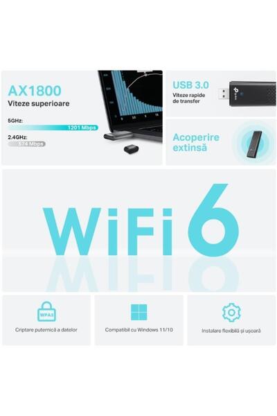 TP-LINK Bezdrôtový adaptér TP-Link Archer TX20U, WiFi6, dvojpásmový, AX1800 (čierny)