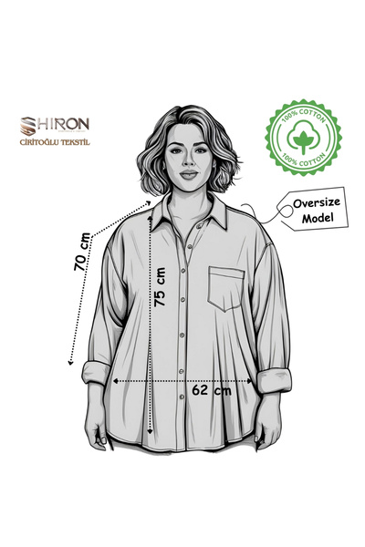 Shiron Sportswear&Company Lüx Kalite Eflatun Kadın Düşük Omuz Oversize Keten Cep Detaylı Gömlek
